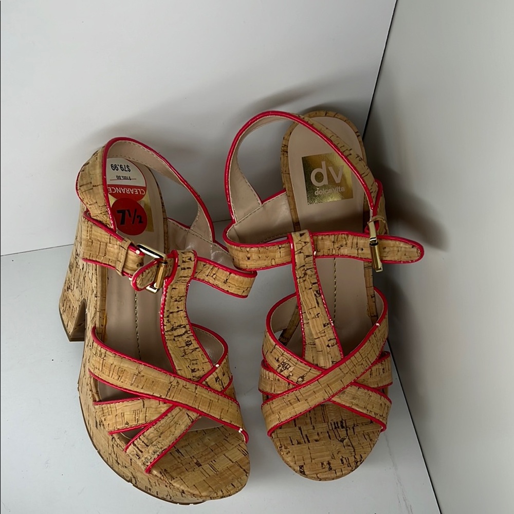 DV by Dolce Vita Women's Cork Sandals - Red Accents
